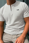 Bestseller! Waffle Texture Zip-Neck Men's T-Shirt