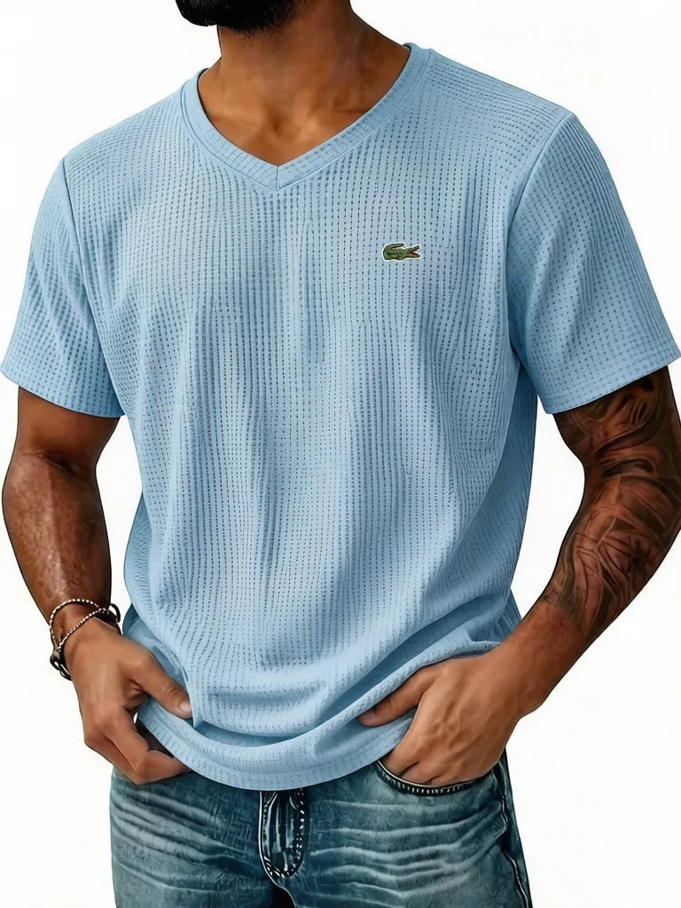Bestseller! Men's Waffle Sports Outdoor Textured V-Neck T-Shirt